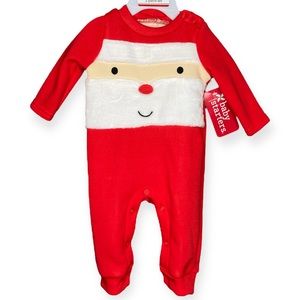 Baby Starters 3 Months 2 Piece Santa Sleeper Soft Onesie Bodysuit & Hat